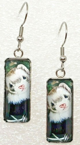 Ferret face glass silver alloy - ferret,